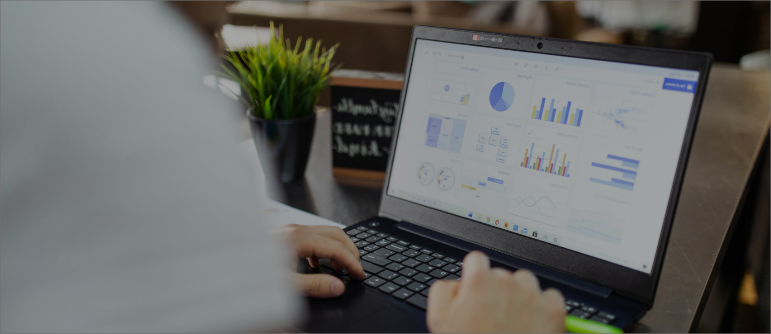 advisor on a laptop looking at charts of data
