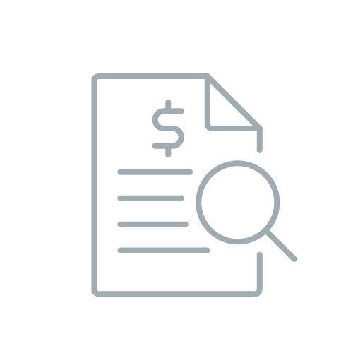 dollar document and microscope icon